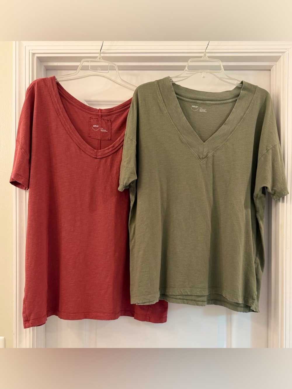 Aerie Distressed Tshirt Bundle Olive Green & Rust | Medium Oversized